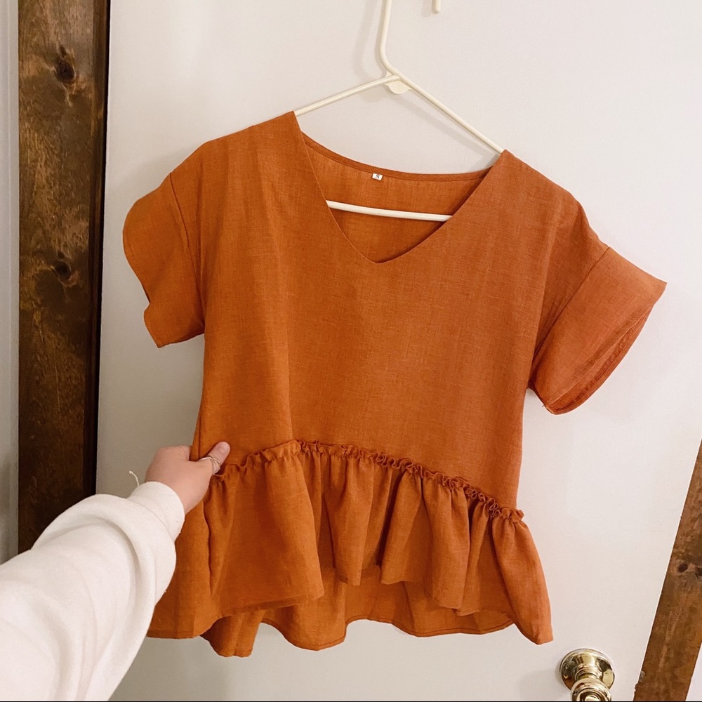 ☼ boho ruffle short sleeve top - Picture 3 of 8